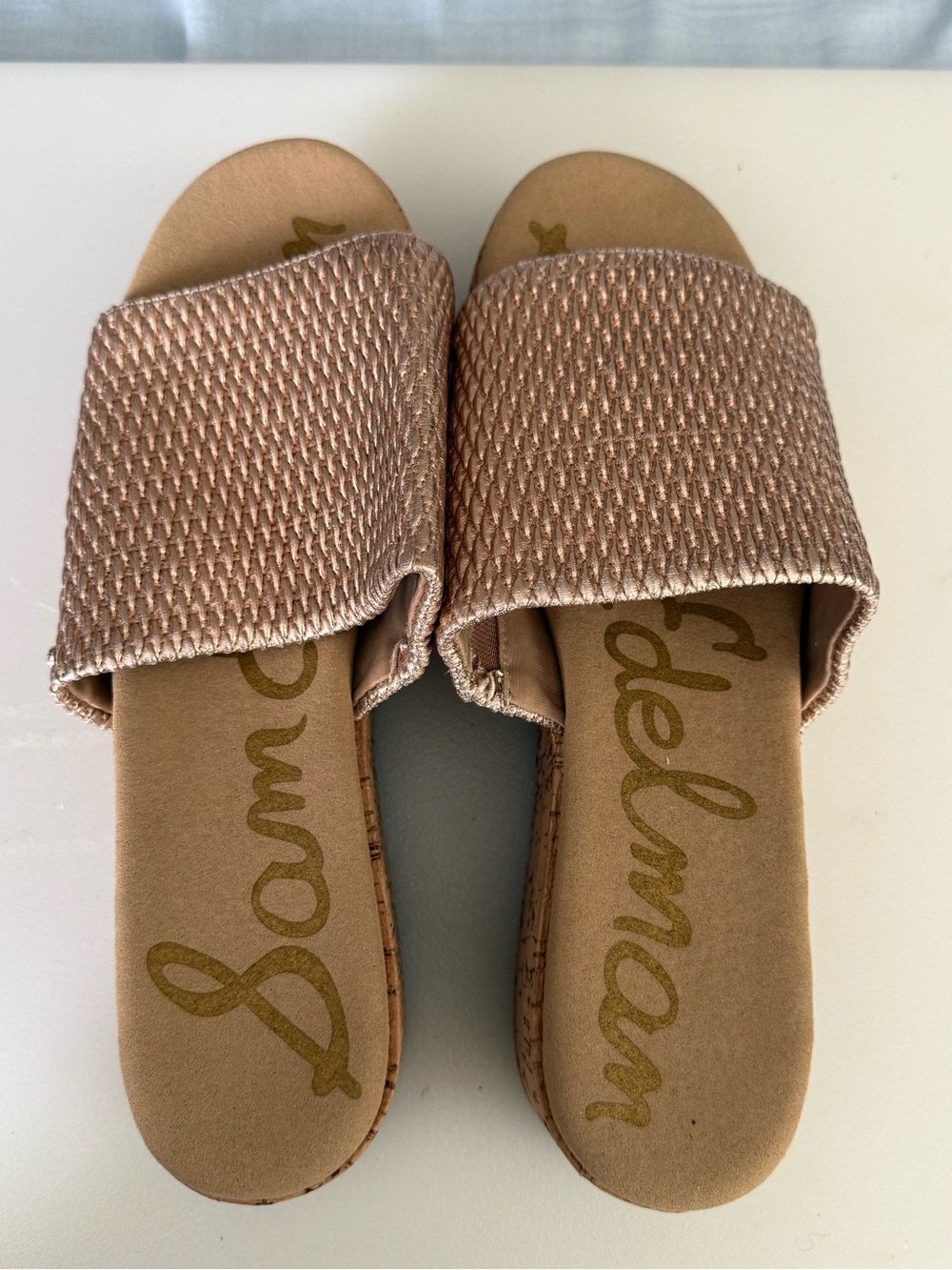Sam Edelman Metallic Blush Slide Sandals